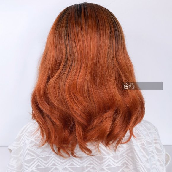 Dark Brown Ginger Red Ombre Wavy Lace Wig 12" | Primose - Picture 3 of 6